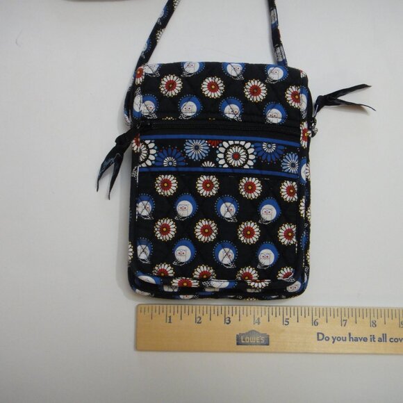 Vera Bradley NIGHT OWL Mini Hipster Crossbody Purse Black Blue White Flower - Picture 10 of 11